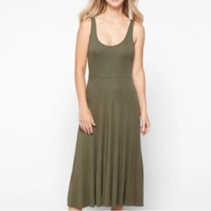Marine Layer Lexi Rib Fit and Flare Midi Dress in Sage, Size M